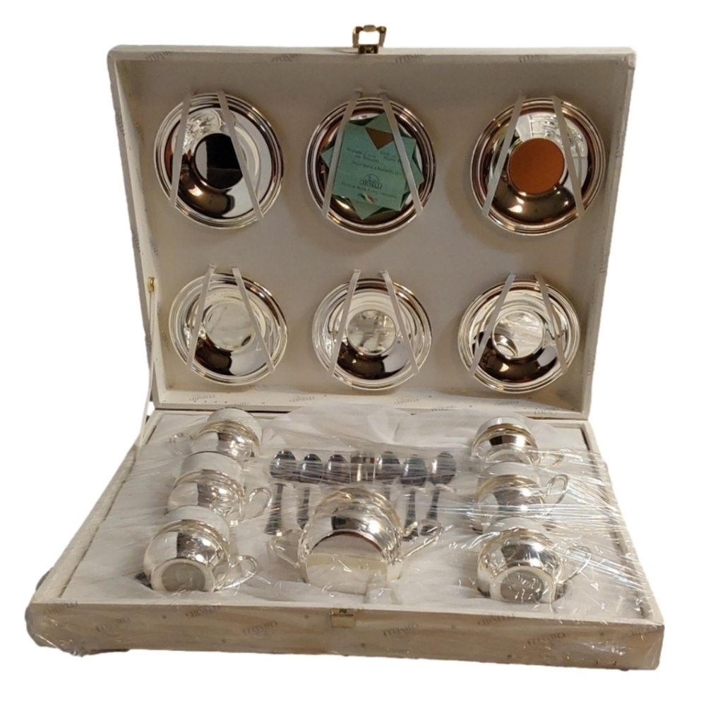 CHINELLI VINTAGE GOLD & SILVER PLATED PLATINUM IMPEROR STYLE TEA SET